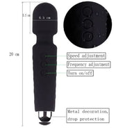USB Rechargeable Multi Speed G-Spot Magic Wand Vibrator – Waterproof Silicone Personal Massager